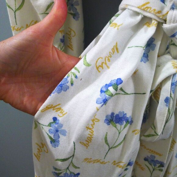 Talbots Intimates Floral Mother Nature Cotton Robe - White/Blue/Yellow L - Picture 4 of 9